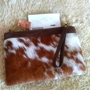 NWT Brave Cow Hide Wristlet Clutch
